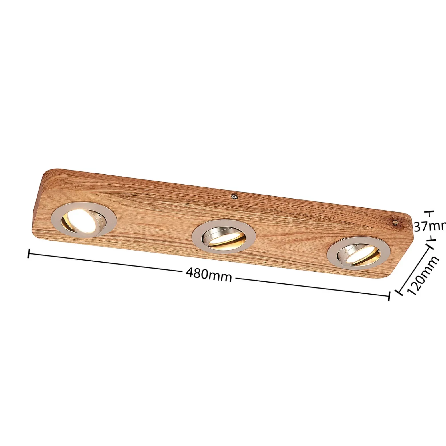 Lindby Plafón LED Mikari, 48 cm, madera, orientable