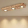 Lindby Plafón LED Mikari, 48 cm, madera, orientable
