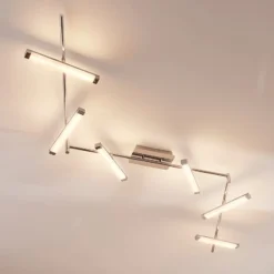 Lindby Plafón LED Pilou, 6 luces, atenuable, cromo