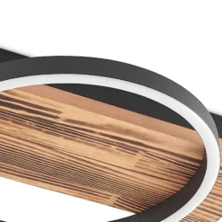 Lindby Plafón LED Sentoa, madera, 52,8 cm de largo, 3.000 K