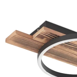 Lindby Plafón LED Sentoa, madera, 52,8 cm de largo, 3.000 K