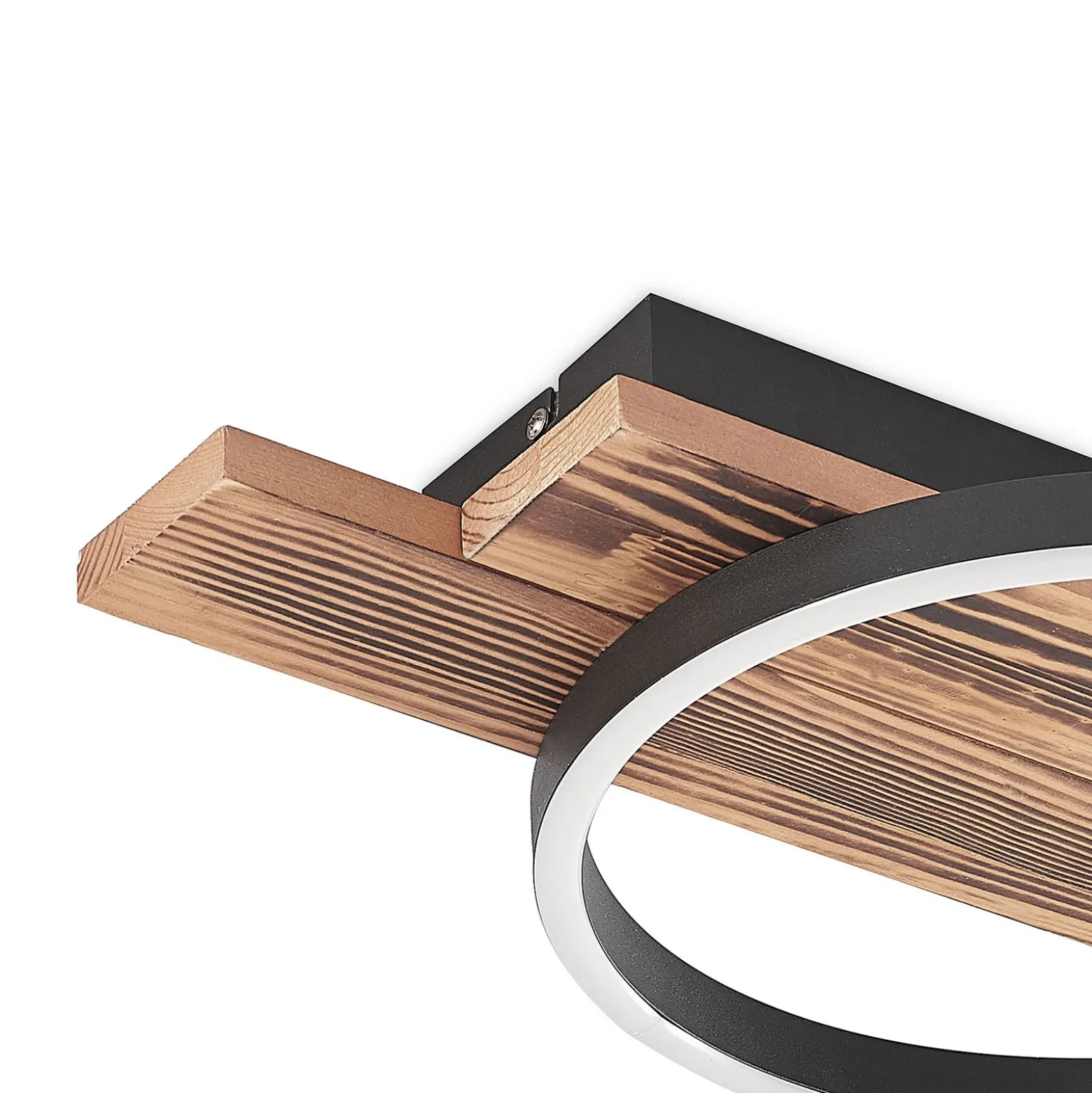 Lindby Plafón LED Sentoa, madera, 52,8 cm de largo, 3.000 K