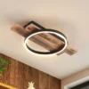 Lindby Plafón LED Sentoa, madera, 52,8 cm de largo, 3.000 K