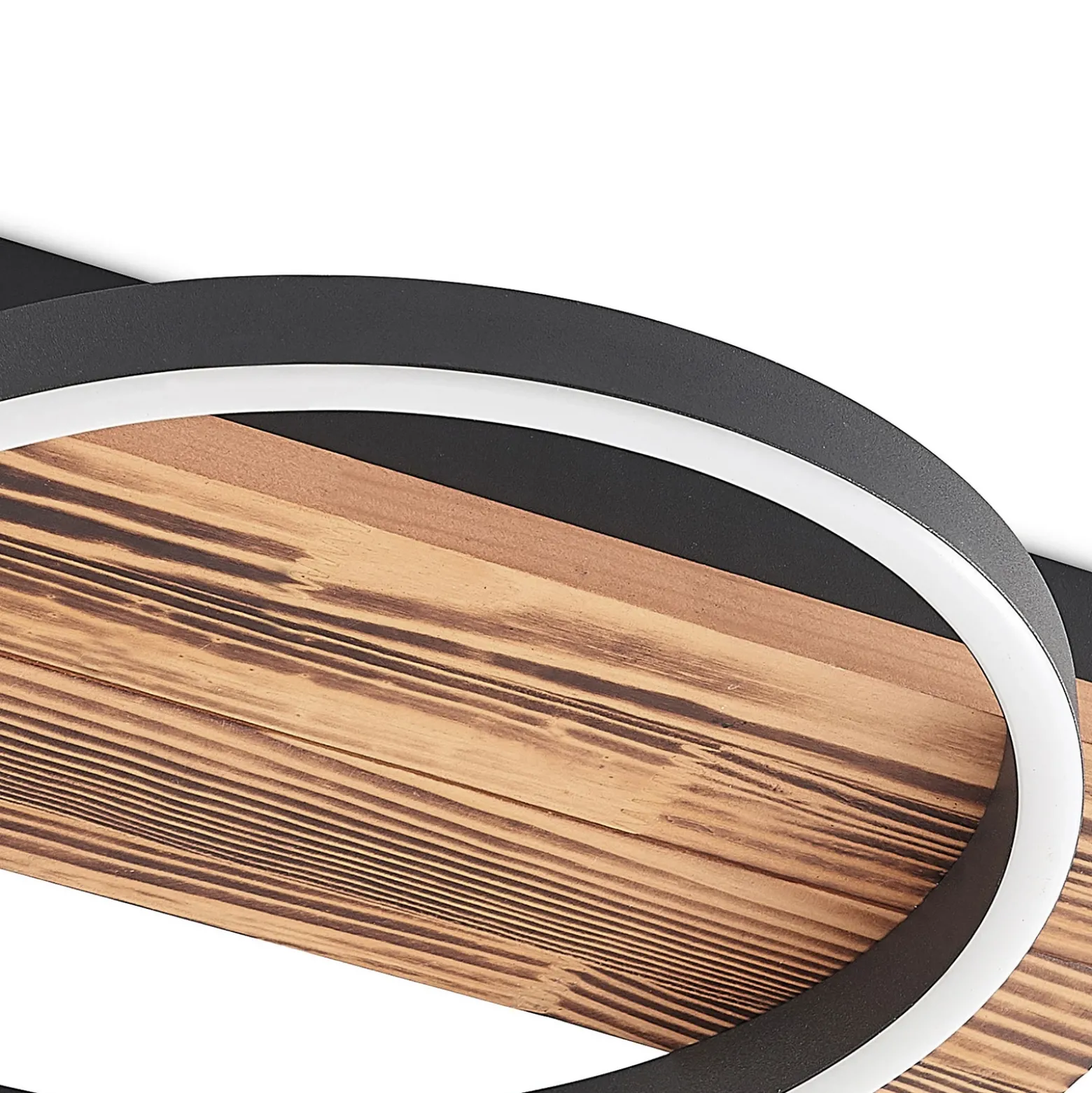 Lindby Plafón LED Sentoa, madera, 52,8 cm de largo, 3.000 K