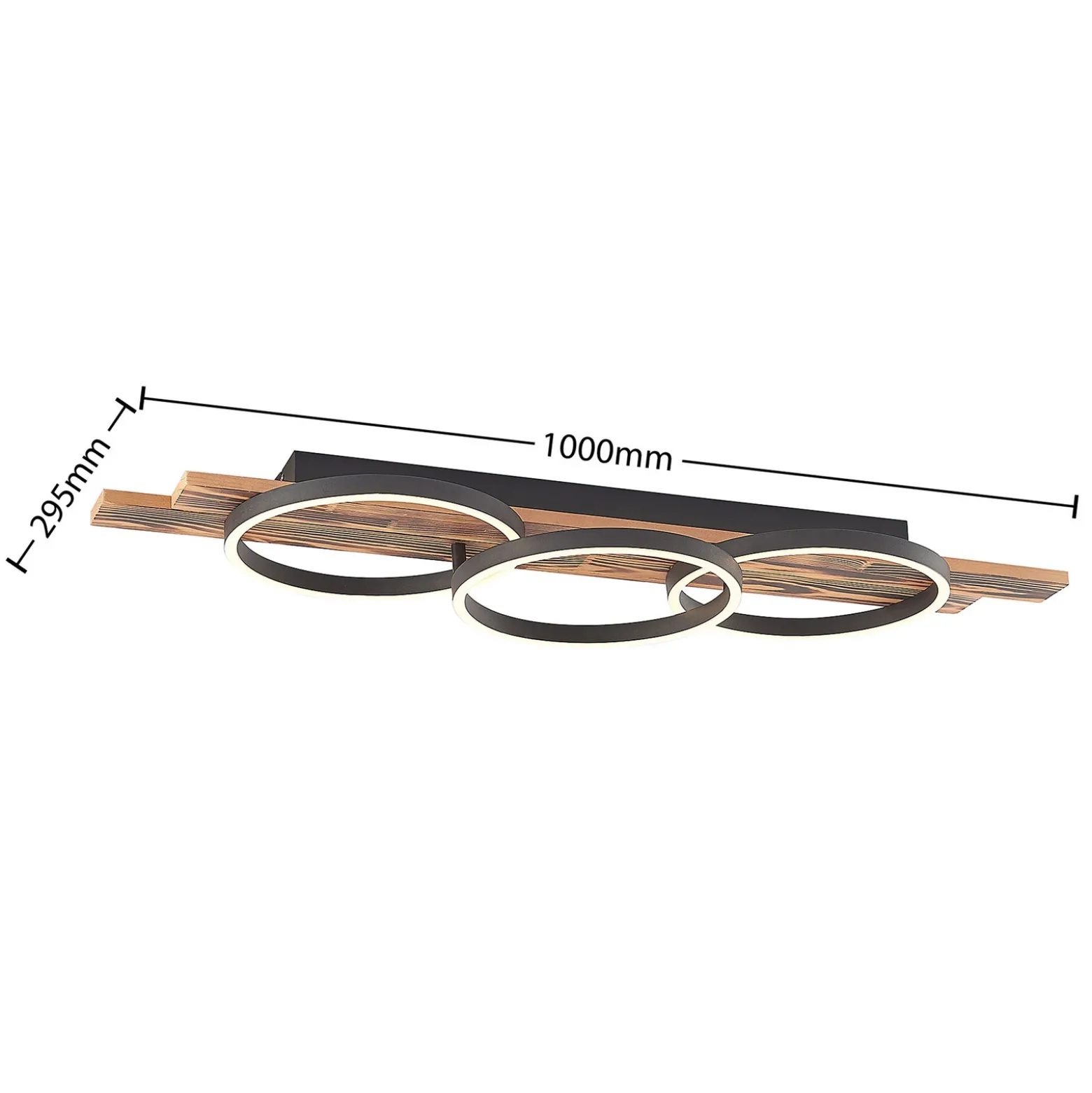 Lindby Plafón LED Sentoa, madera, 100 cm de largo, 3.000 K