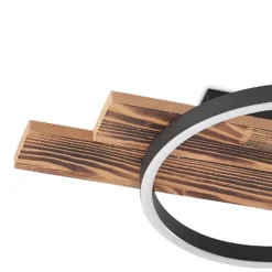 Lindby Plafón LED Sentoa, madera, 100 cm de largo, 3.000 K