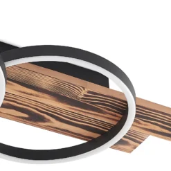 Lindby Plafón LED Sentoa, madera, 100 cm de largo, 3.000 K
