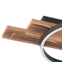 Lindby Plafón LED Sentoa, madera, 75 cm de largo, 3.000 K