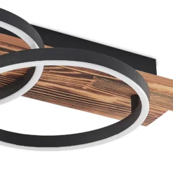 Lindby Plafón LED Sentoa, madera, 75 cm de largo, 3.000 K