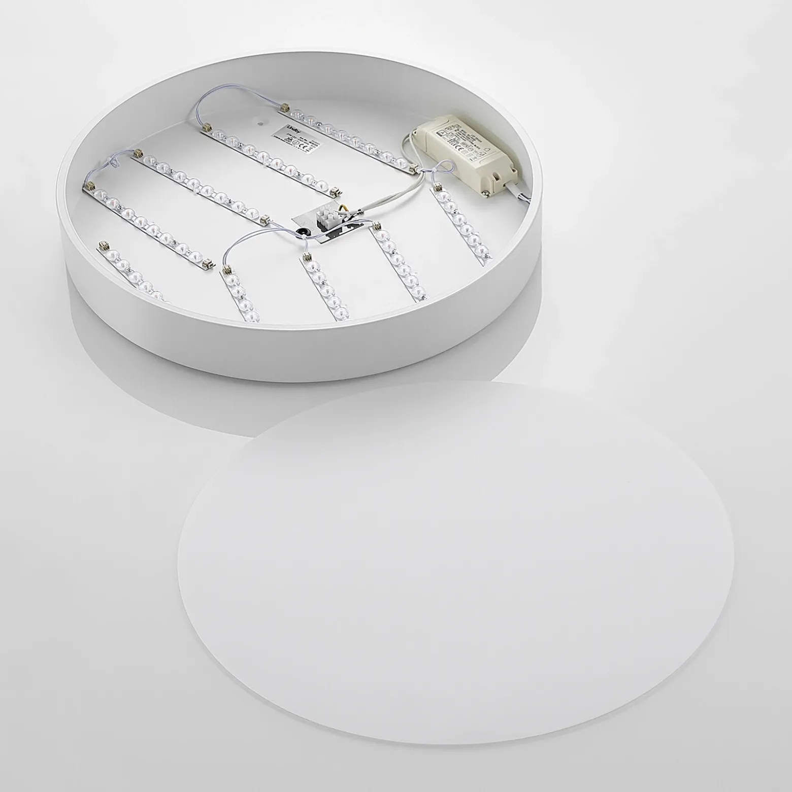 Lindby Plafón LED Simera, Ø 50cm, blanco, metal