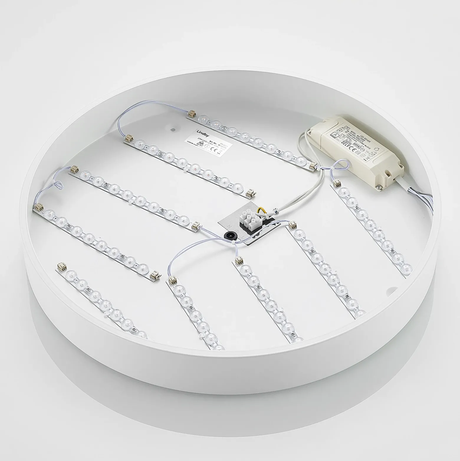 Lindby Plafón LED Simera, Ø 50cm, blanco, metal