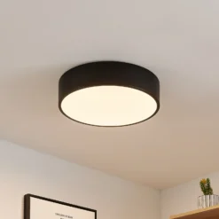 Lindby Plafón LED Simera, Ø 30 cm, negro, blanco