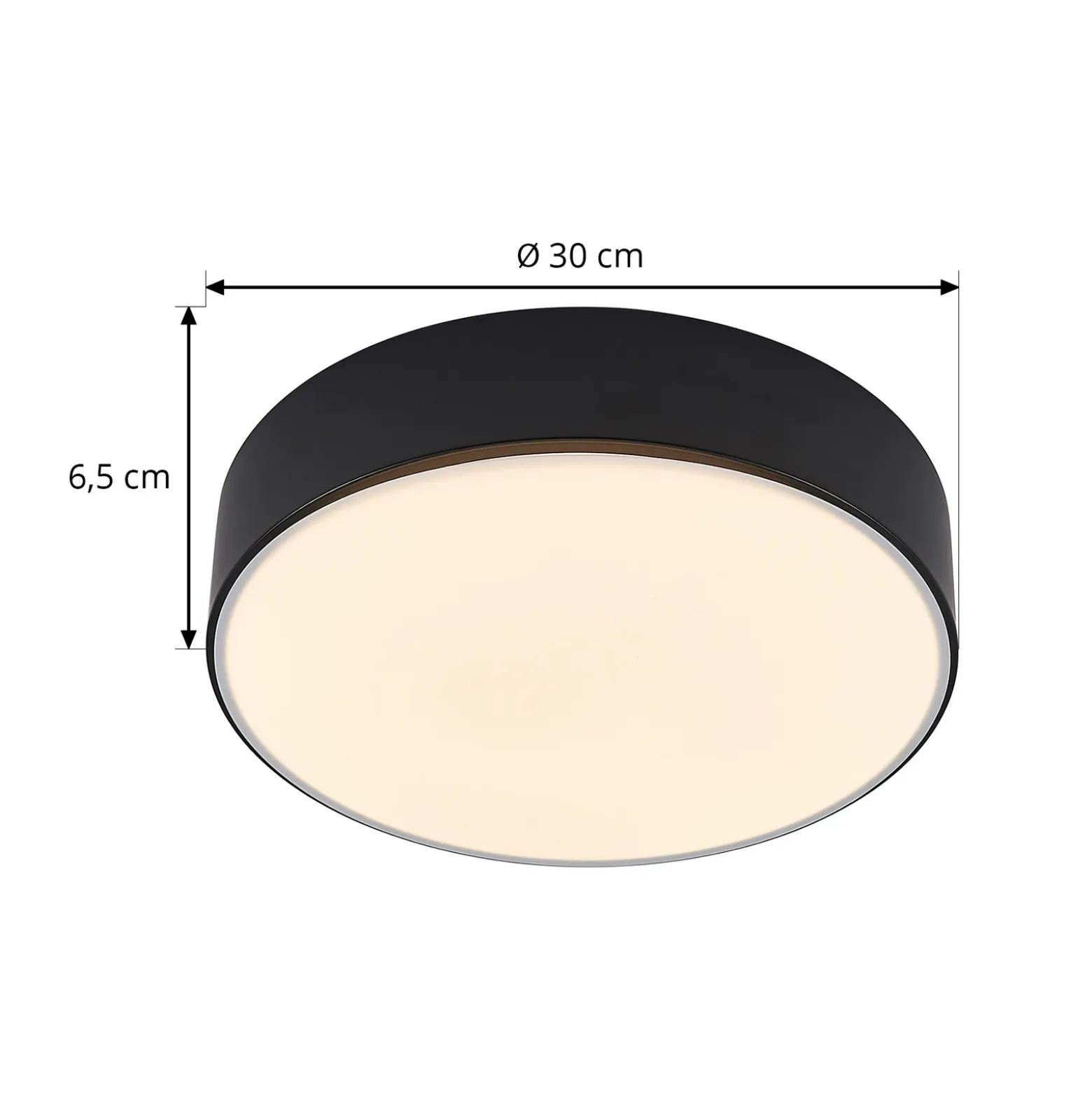 Lindby Plafón LED Simera, Ø 30 cm, negro, blanco