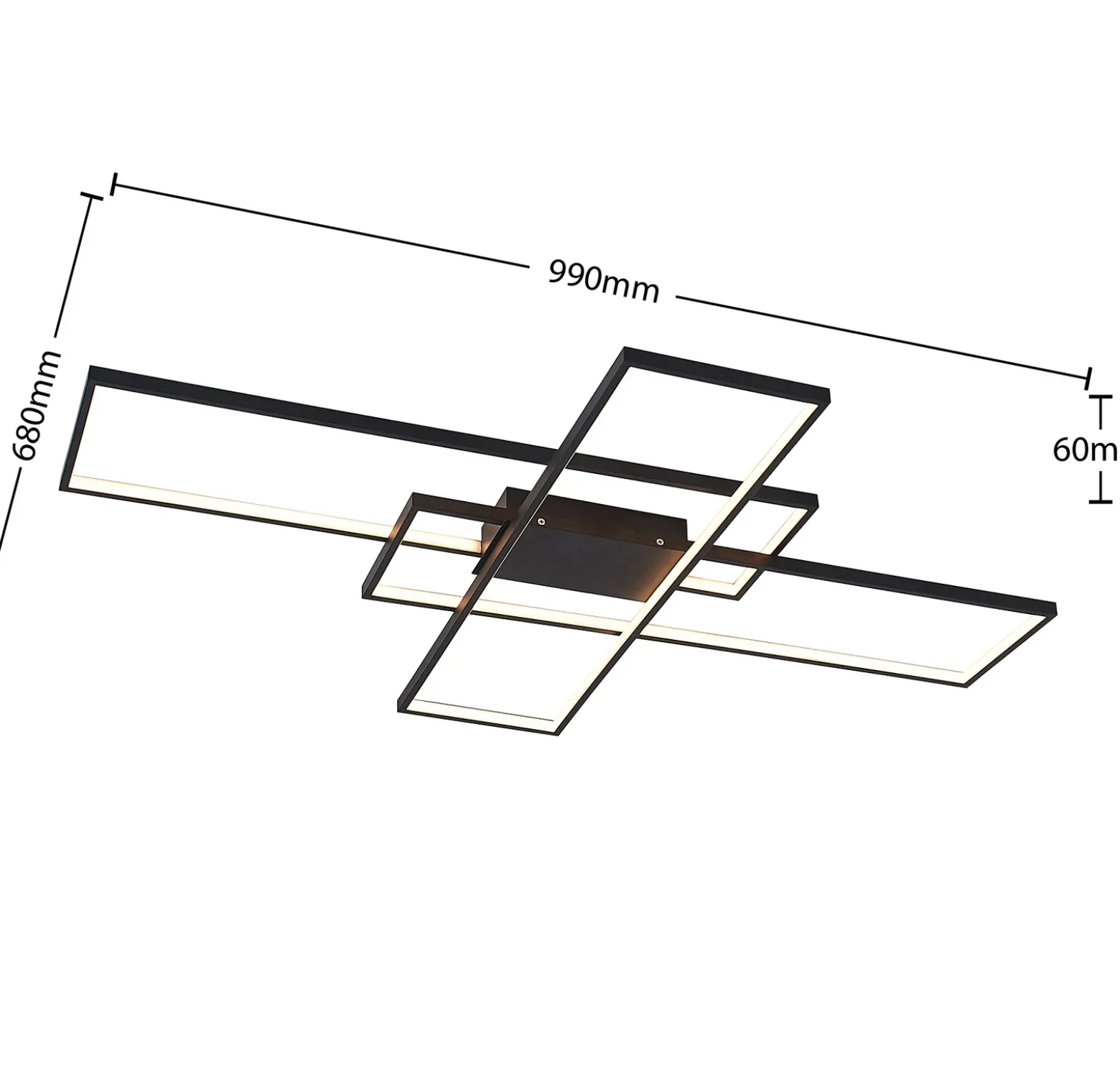 Lindby Plafón LED Tetson, negro, metal, atenuable