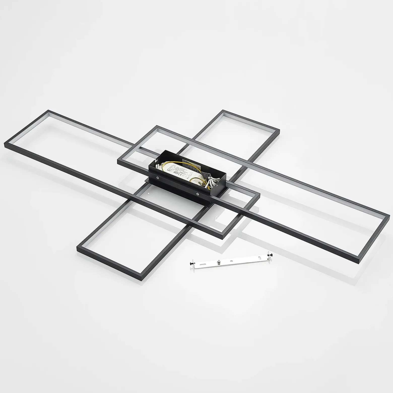 Lindby Plafón LED Tetson, negro, metal, atenuable