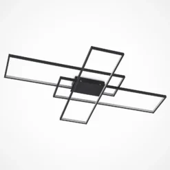 Lindby Plafón LED Tetson, negro, metal, atenuable