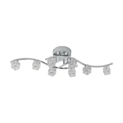 Lindby Plafón LED Yaro, 8 luces, cromo, atenuable