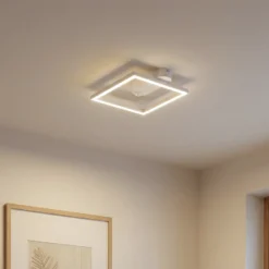 Lindby Plafón LED Yulla, blanco, detector de movimiento