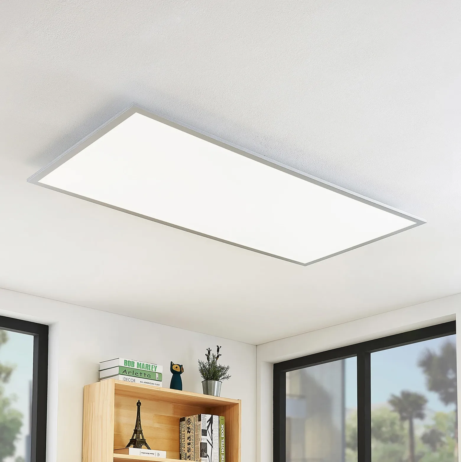 Lindby Plafón LED Zento, 120 cm, plata, 4.000 K