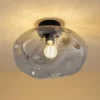 Lindby Plafón Lelia, gris humo, cristal, Ø 35 cm