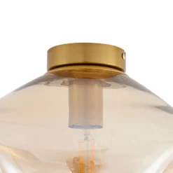 Lindby Plafón Lelia, ámbar, cristal, Ø 35 cm
