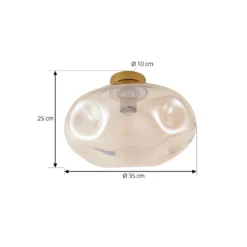 Lindby Plafón Lelia, ámbar, cristal, Ø 35 cm