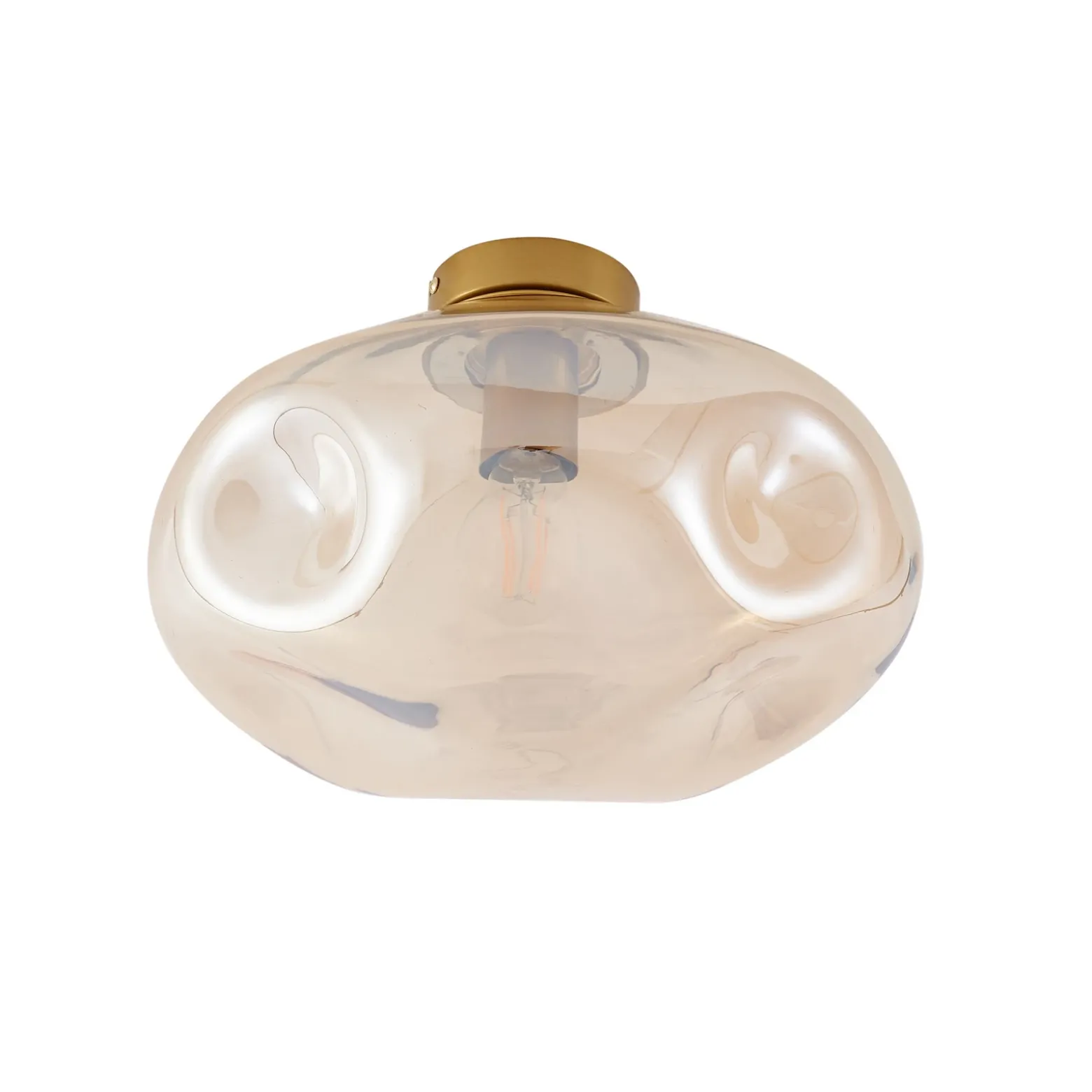 Lindby Plafón Lelia, ámbar, cristal, Ø 35 cm