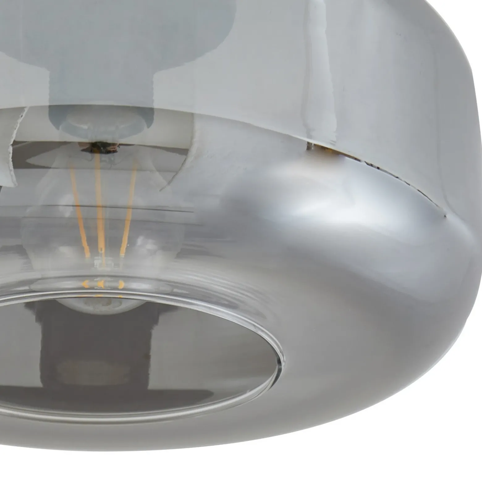 Lindby Plafon Hildur, Ø 28,5 cm, gris humo, cristal
