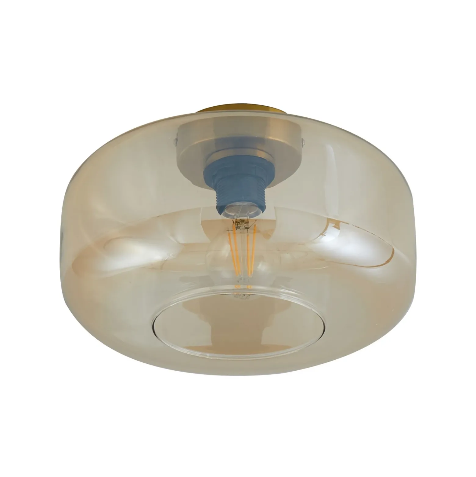 Lindby Plafon Hildur, Ø 28,5 cm, ámbar, cristal