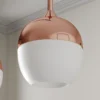 Lindby Rangina lámpara colgante, 100 cm, cobre, 3 luces, cristal