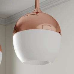 Lindby Rangina lámpara colgante, 100 cm, cobre, 3 luces, cristal