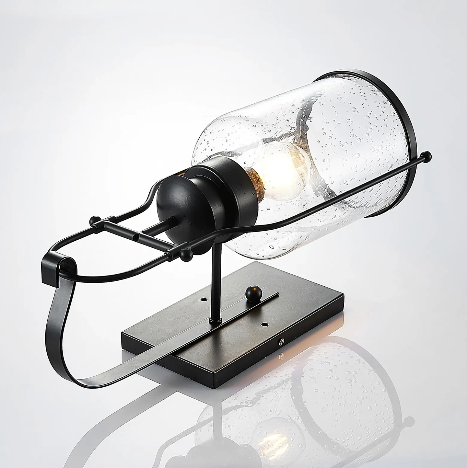 Lindby Rozalie aplique de pared, negro, metal, farol, 44cm
