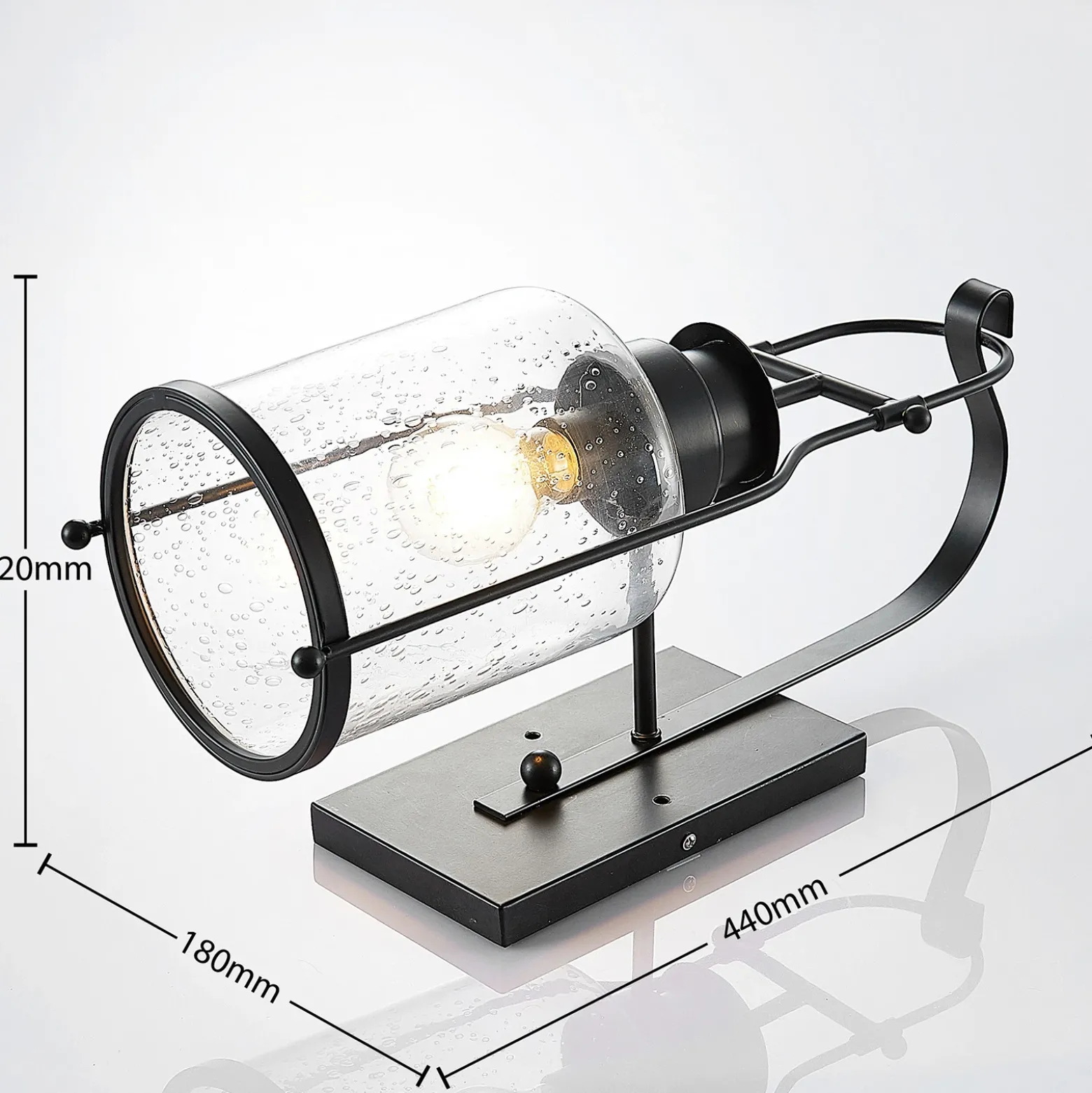 Lindby Rozalie aplique de pared, negro, metal, farol, 44cm