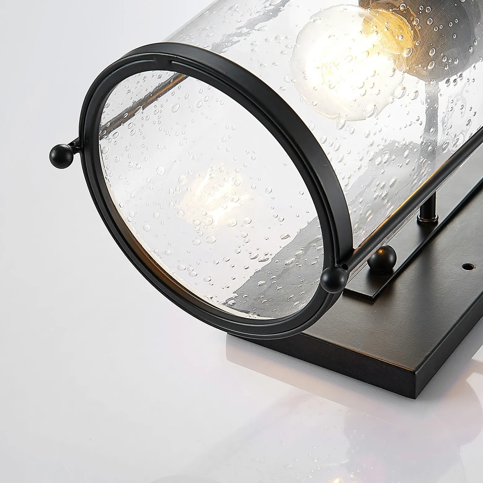 Lindby Rozalie aplique de pared, negro, metal, farol, 44cm