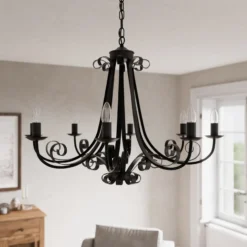 Lindby Scaleria lámpara de araña, 8 luces, marrón