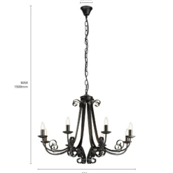 Lindby Scaleria lámpara de araña, 8 luces, marrón