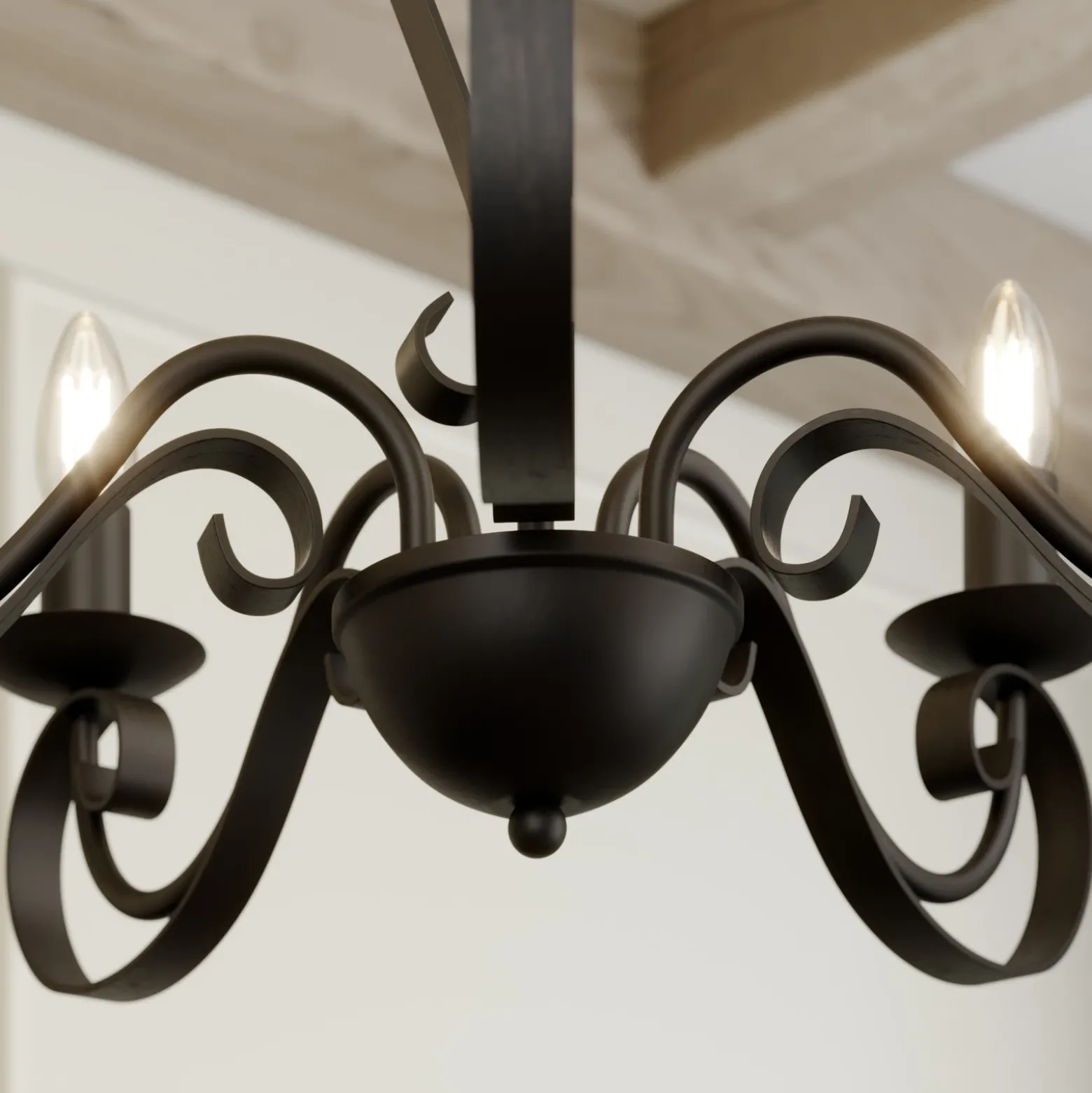 Lindby Shervan lámpara de araña, 5 luces, marrón