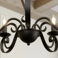 Lindby Shervan lámpara de araña, 5 luces, marrón