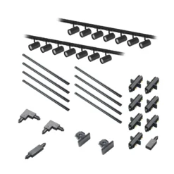 Lindby sistema de riel monofásico Linaro, GU10, 14 luces, negro