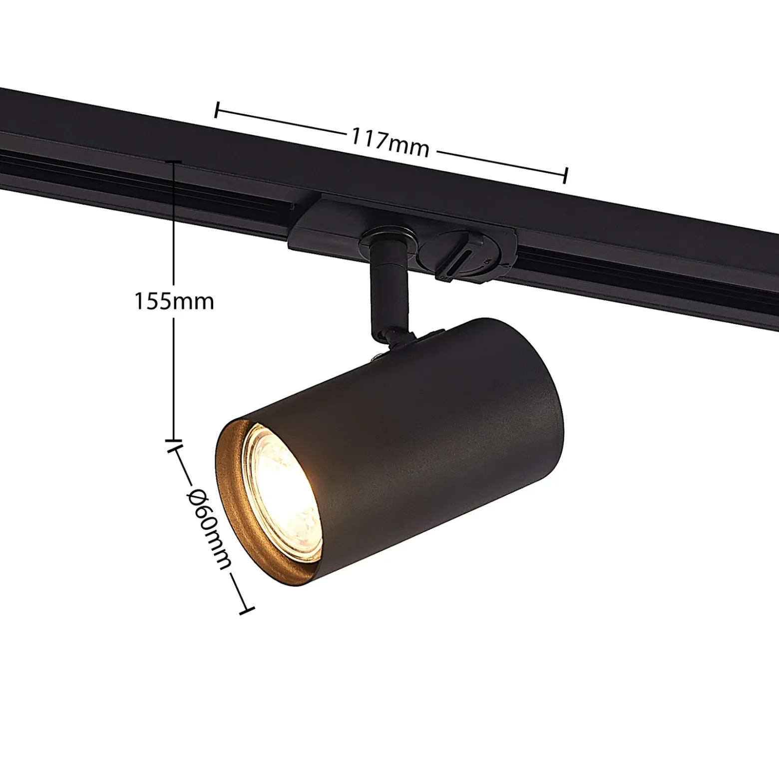Lindby sistema de riel trifásico Linaro, GU10, 3 luces, negro