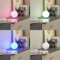 Lindby Smart lámpara de mesa LED Cosmia, blanco, cristal, Tuya