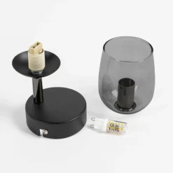 Lindby Spot Katjana, 1 luz, 16,9 cm de altura, cristal ahumado