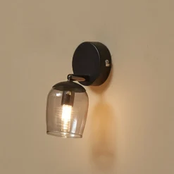 Lindby Spot Katjana, 1 luz, 16,9 cm de altura, cristal ahumado