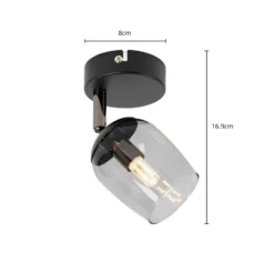 Lindby Spot Katjana, 1 luz, 16,9 cm de altura, cristal ahumado