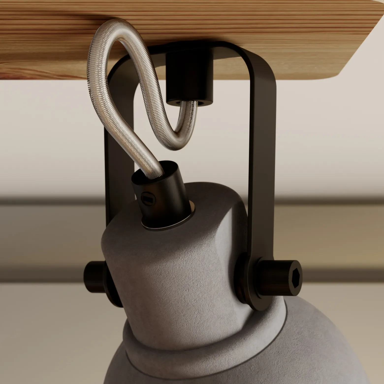 Lindby Spot Mitis, 50 cm, 3 luces, gris, madera, hormigón, GU10