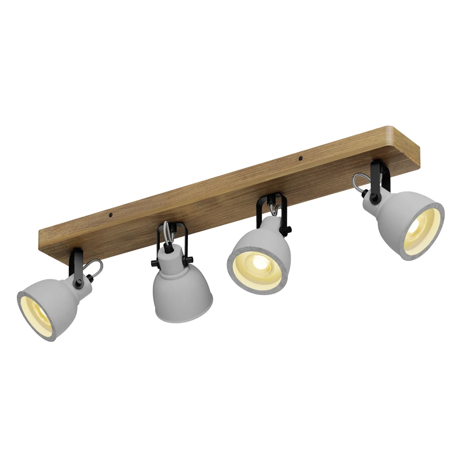 Lindby Spot Mitis, 70 cm, 4 luces, gris, madera, hormigón, GU10