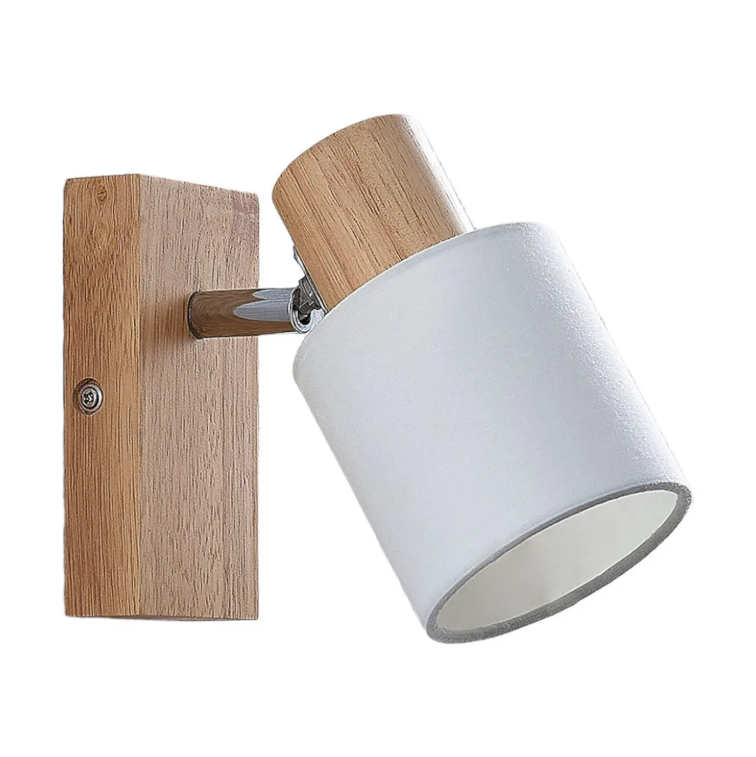 Lindby Spot Wanessa, madera, blanco, E14, 14 cm, ajustable