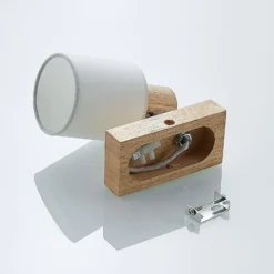 Lindby Spot Wanessa, madera, blanco, E14, 14 cm, ajustable