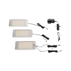 Lindby Svela lámpara LED bajo mueble, 3 ud, plata