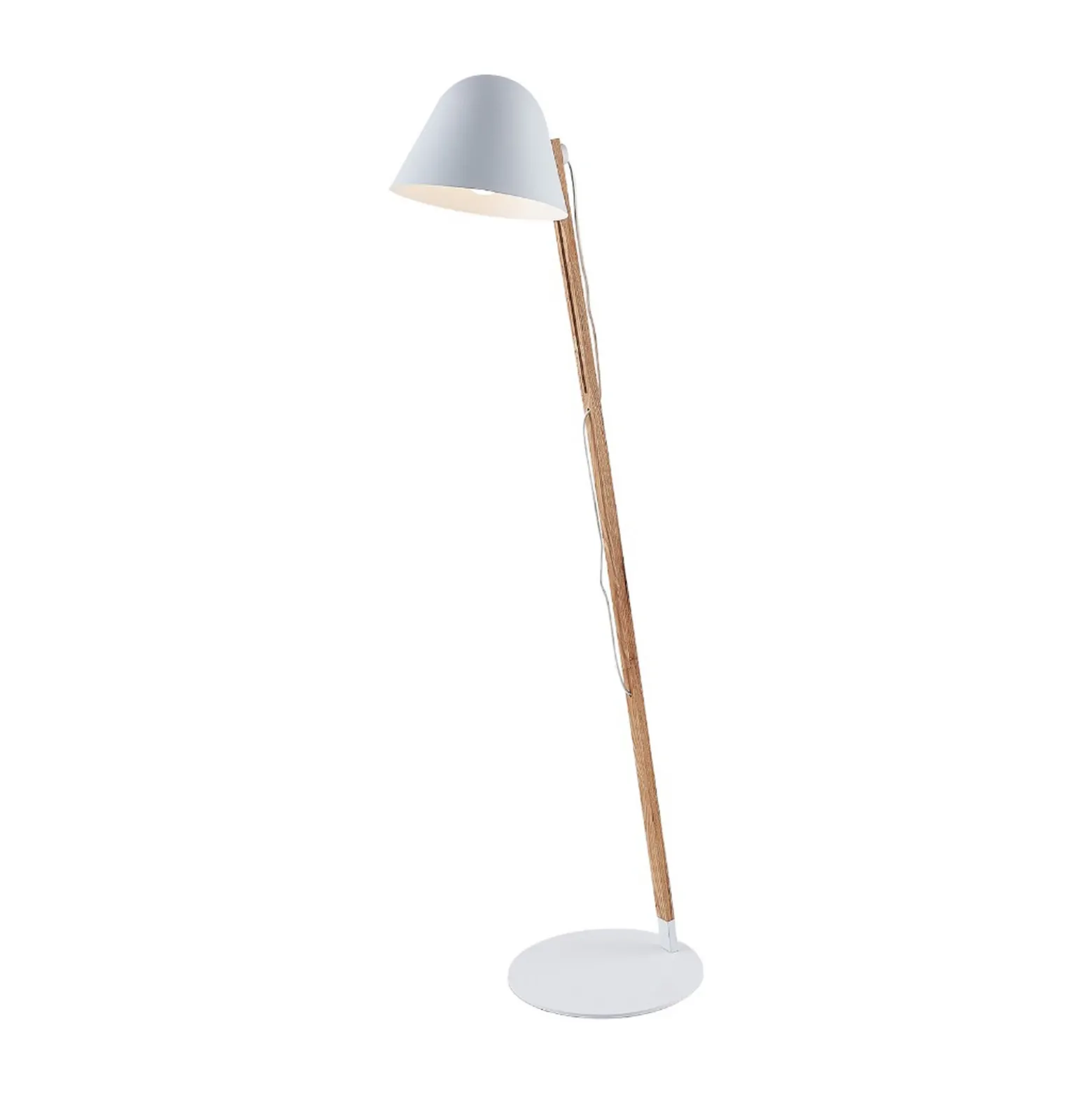 Lindby Tetja lámpara de pie, barra madera, blanco